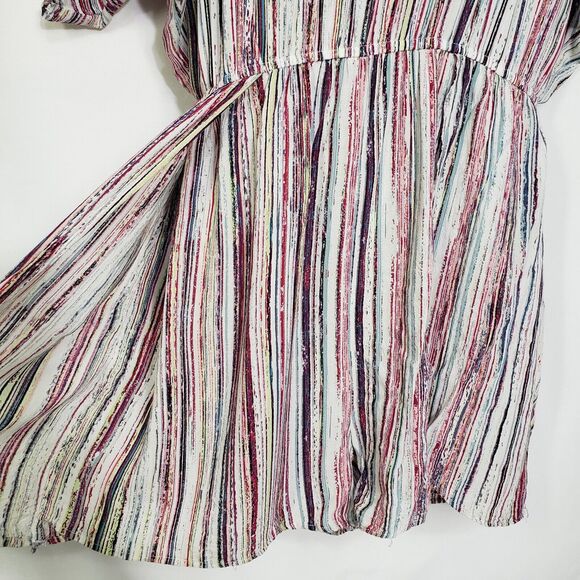 BCBGeneration Womens Romper Large Striped Multicolor Short Split Dolman Sleeve - Picture 8 of 12